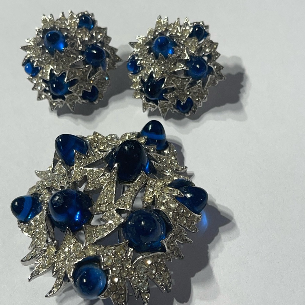 Marcel Boucher 1965 Rhodium plated brooch n earrings